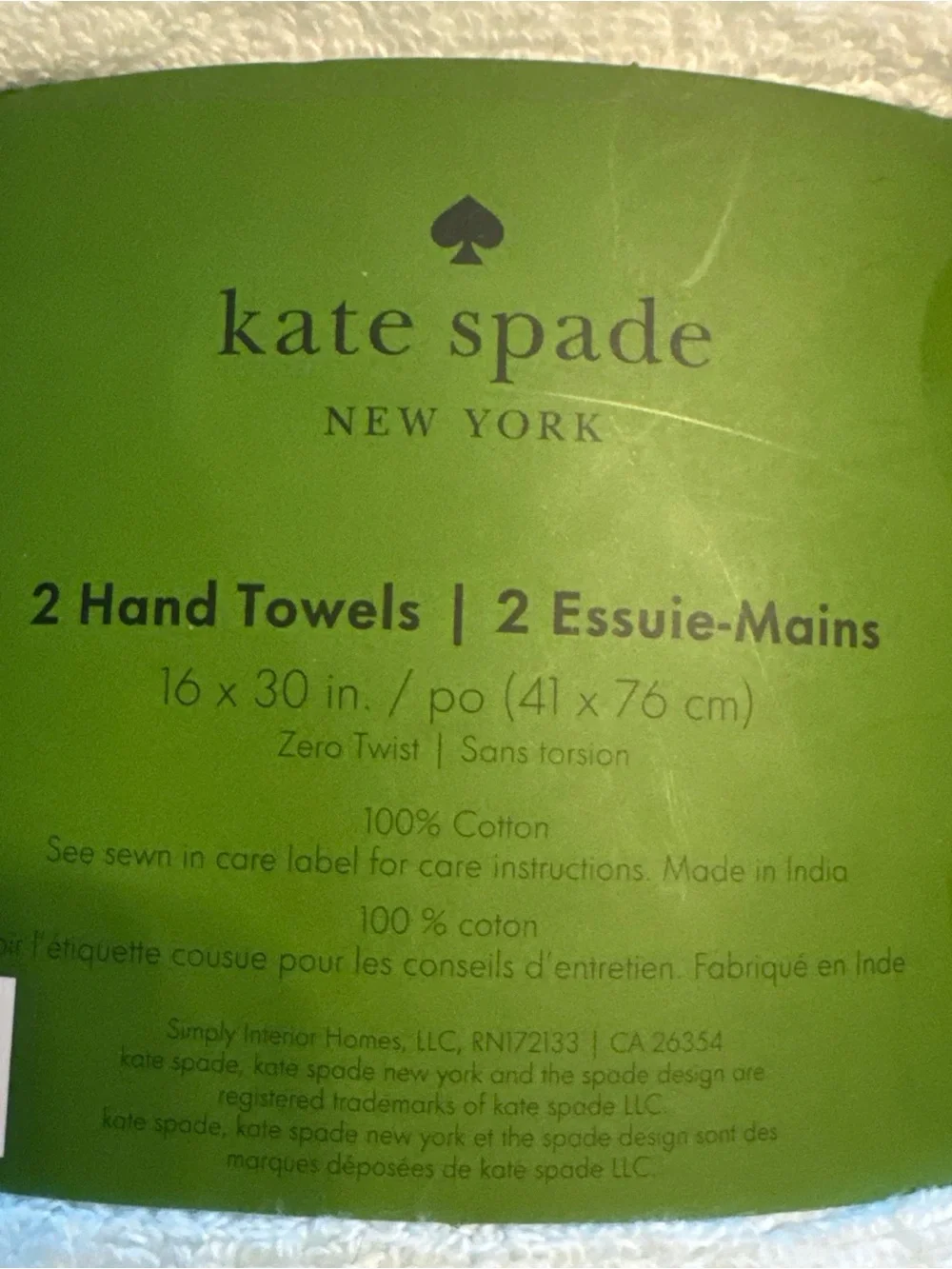Kate Spade New York  Cotton Hand Towels - Set of 2